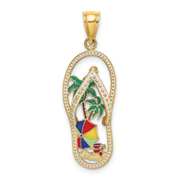14K Enamel Palm Tree Beach Scene Flip-Flop Charm-K7003