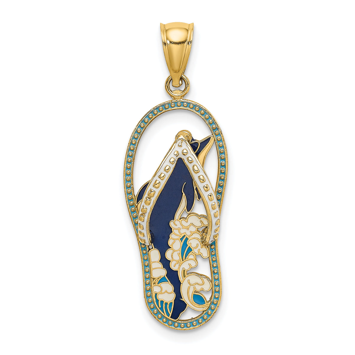 14K Enamel Dolphin Flip-Flop Charm-K7004