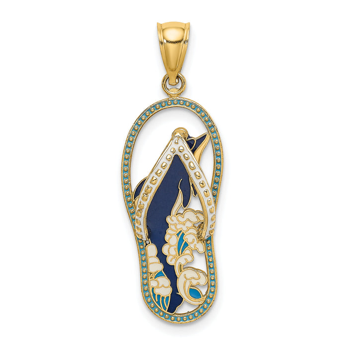 14K Enamel Dolphin Flip-Flop Charm-K7004