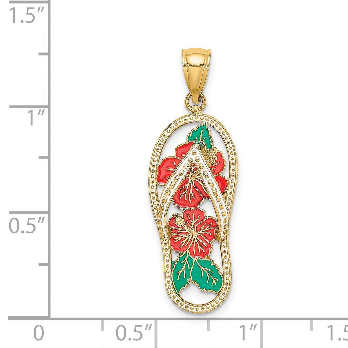 14K Enamel Red Hibiscus Flower Flip-Flop Charm-K7006