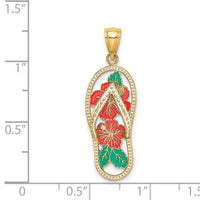 14K Enamel Red Hibiscus Flower Flip-Flop Charm-K7006