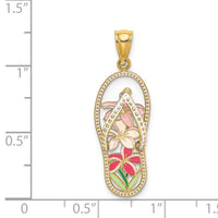 14K Multi Color Enamel Flower Flip-Flop Charm-K7007
