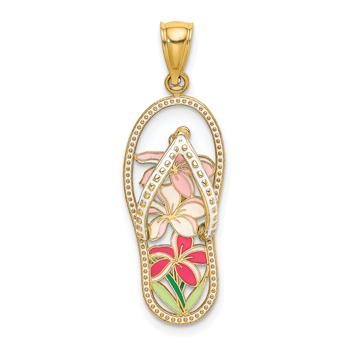 14K Multi Color Enamel Flower Flip-Flop Charm-K7007