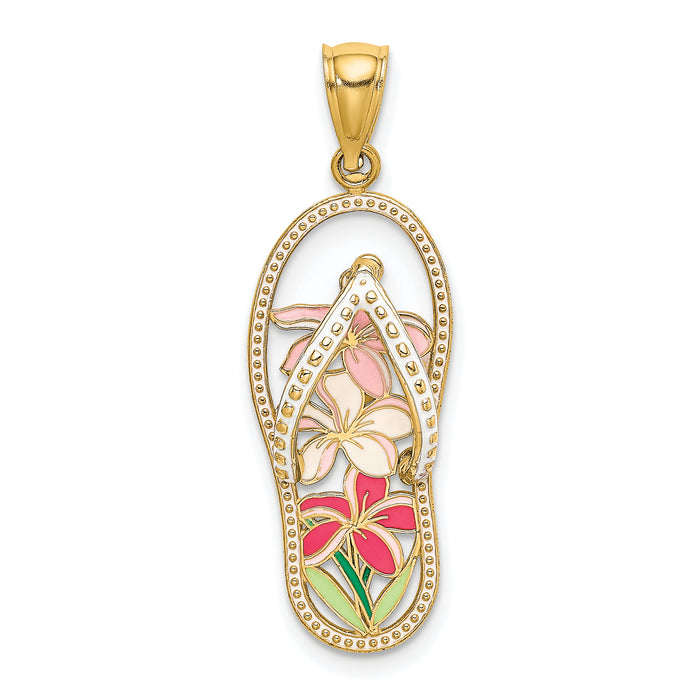 14K Multi Color Enamel Flower Flip-Flop Charm-K7007