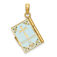 14K 3-D w/ Enamel Ecclesiastes Book w/ Moveable Pages Charm-K7008