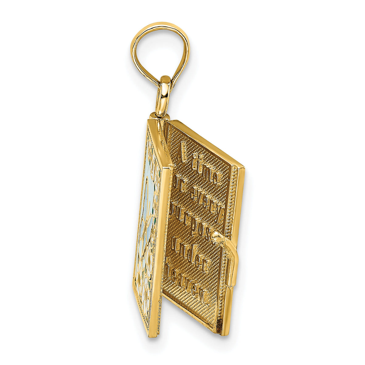 14K 3-D w/ Enamel Ecclesiastes Book w/ Moveable Pages Charm-K7008