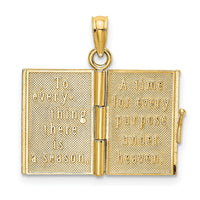 14K 3-D w/ Enamel Ecclesiastes Book w/ Moveable Pages Charm-K7008