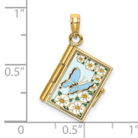 14K 3-D w/ Enamel Ecclesiastes Book w/ Moveable Pages Charm-K7008