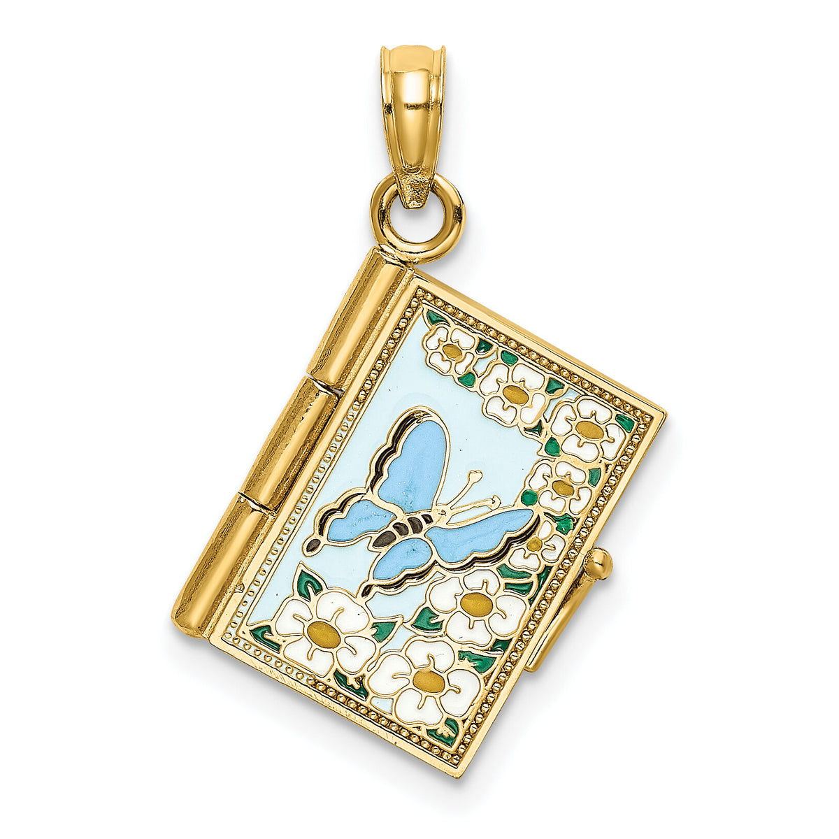 14K 3-D w/ Enamel Ecclesiastes Book w/ Moveable Pages Charm-K7008