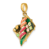 14K 3-D Sushi Plate w/Enamel Charm-K7011