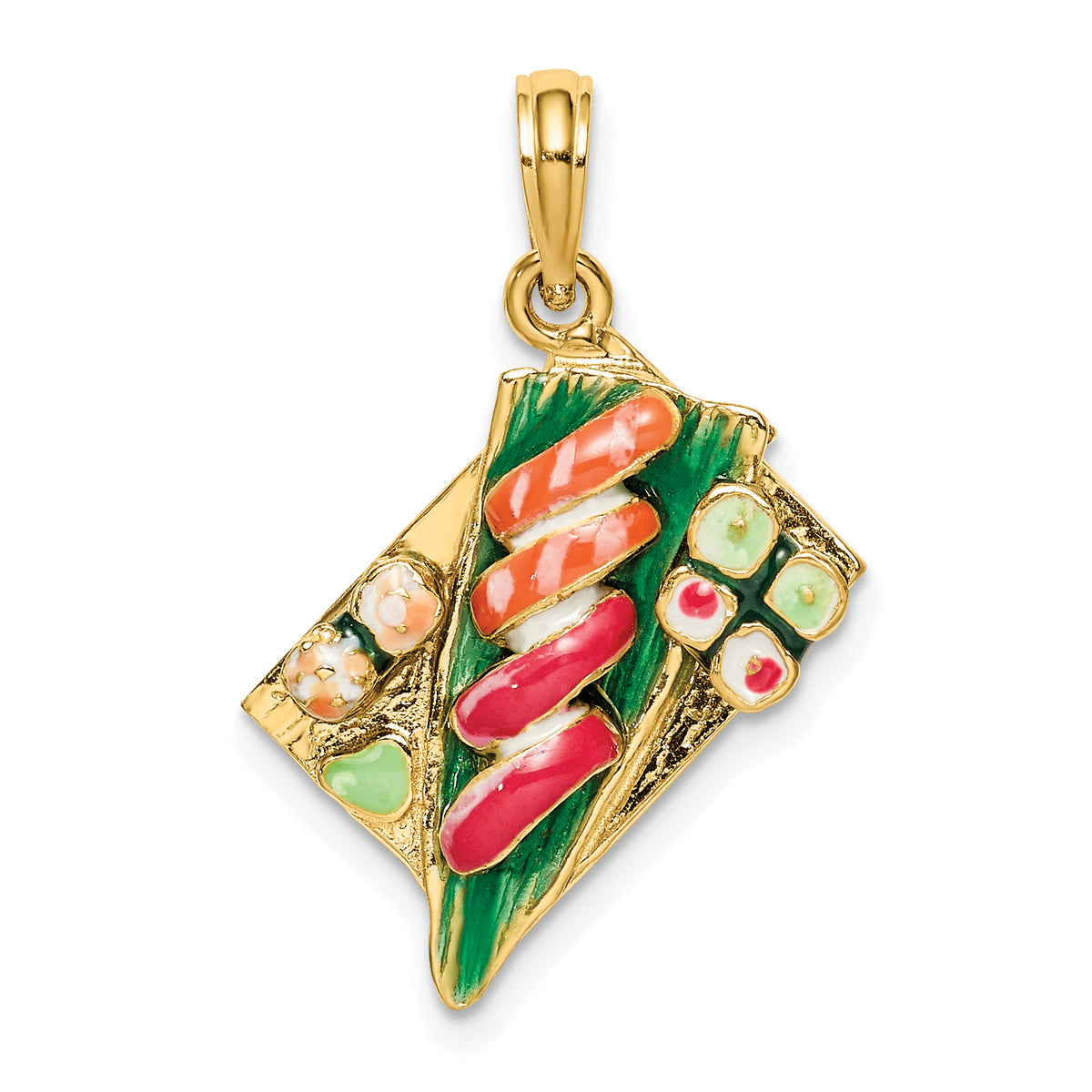 14K 3-D Sushi Plate w/Enamel Charm-K7011