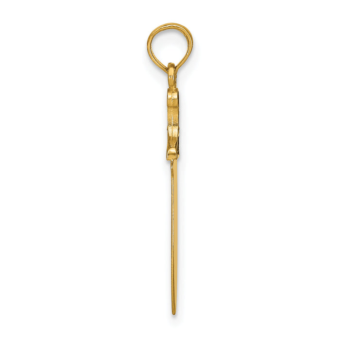 14K W/ Black Enamel 3-D Butcher Knife Charm-K7015