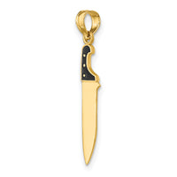 14K W/ Black Enamel 3-D Butcher Knife Charm-K7015