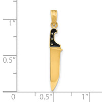 14K W/ Black Enamel 3-D Butcher Knife Charm-K7015