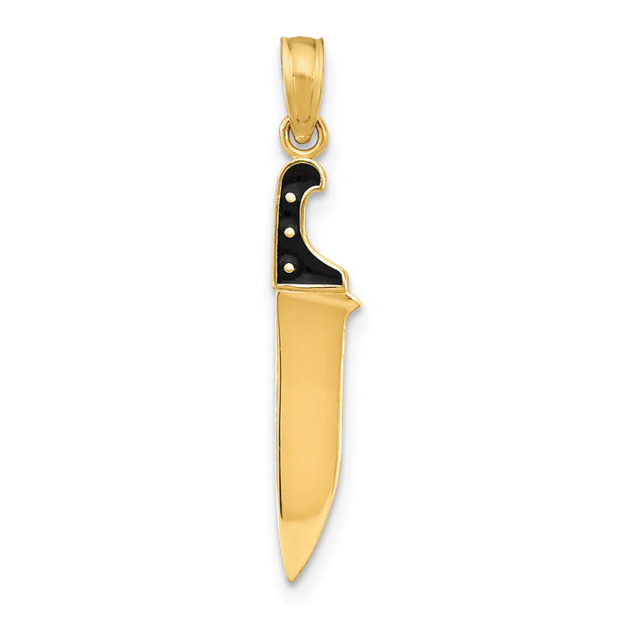 14K W/ Black Enamel 3-D Butcher Knife Charm-K7015