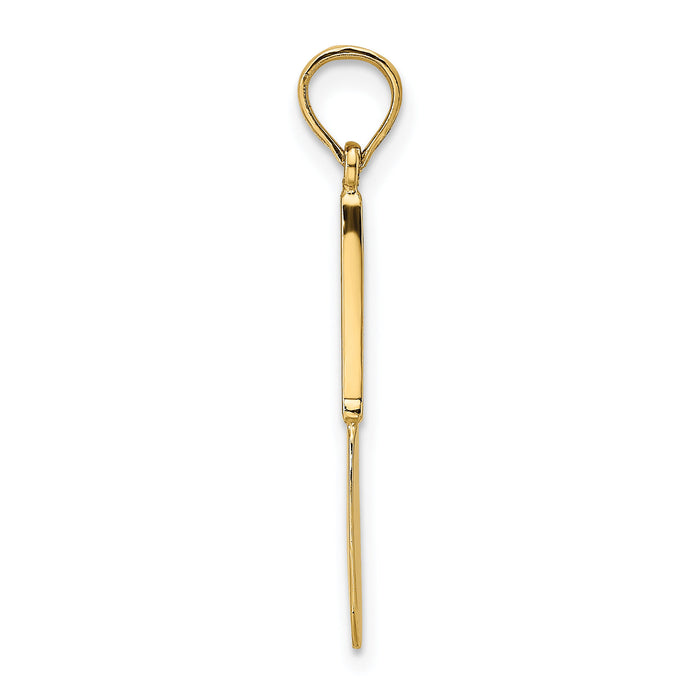 14K W/ Black Enamel 3-D Table Knife Charm-K7016