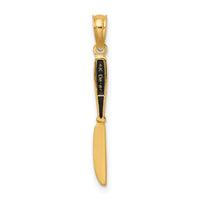 14K W/ Black Enamel 3-D Table Knife Charm-K7016