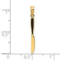 14K W/ Black Enamel 3-D Table Knife Charm-K7016