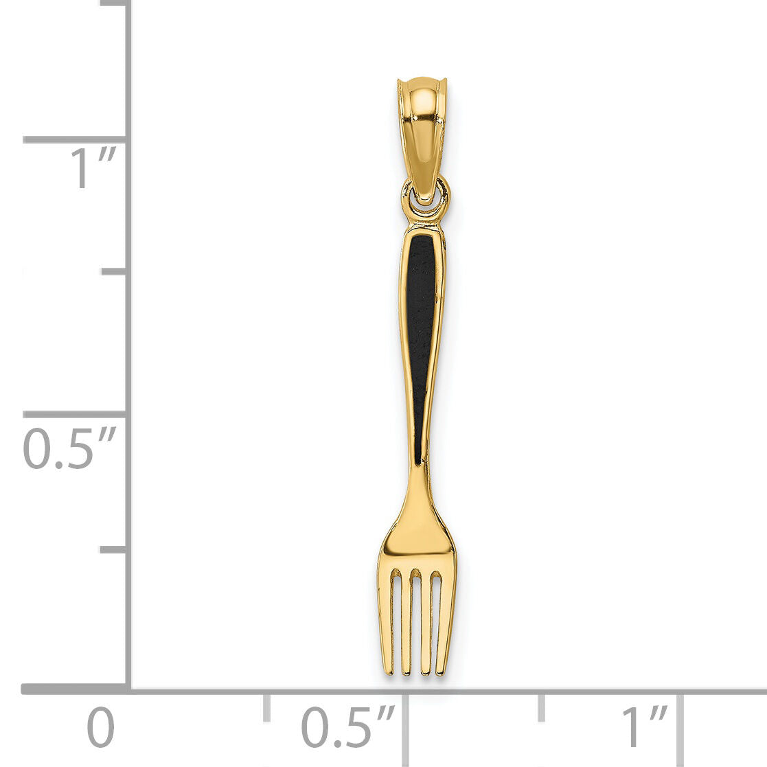 14K W/ Black Enamel 3-D Table Fork Charm-K7018