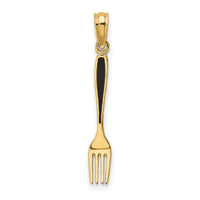 14K W/ Black Enamel 3-D Table Fork Charm-K7018