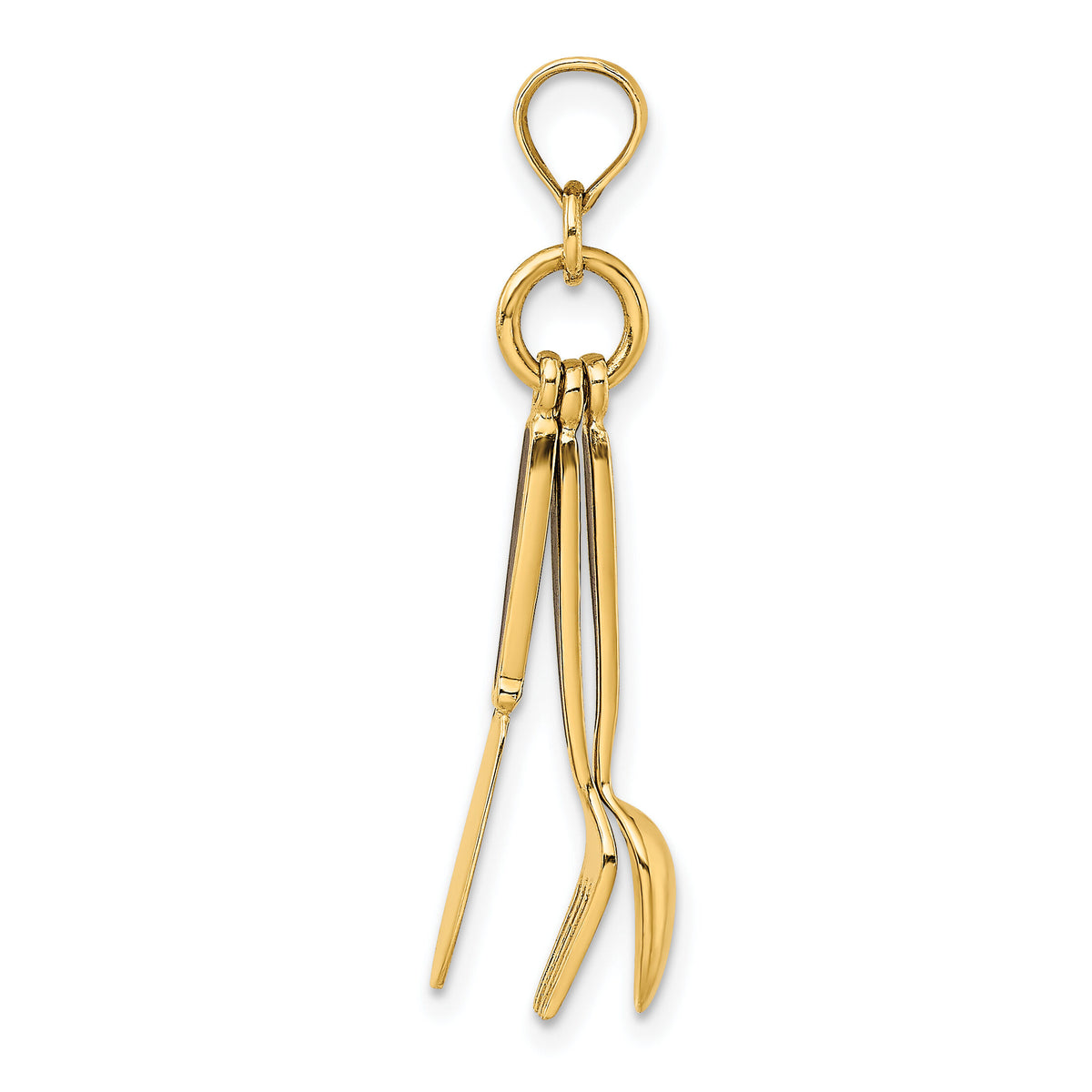 14K 3-D Enamel Knife, Fork, Spoon Moveable Charm-K7020