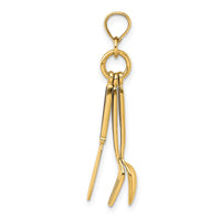 14K 3-D Enamel Knife, Fork, Spoon Moveable Charm-K7020