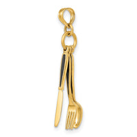 14K 3-D Enamel Knife, Fork, Spoon Moveable Charm-K7020