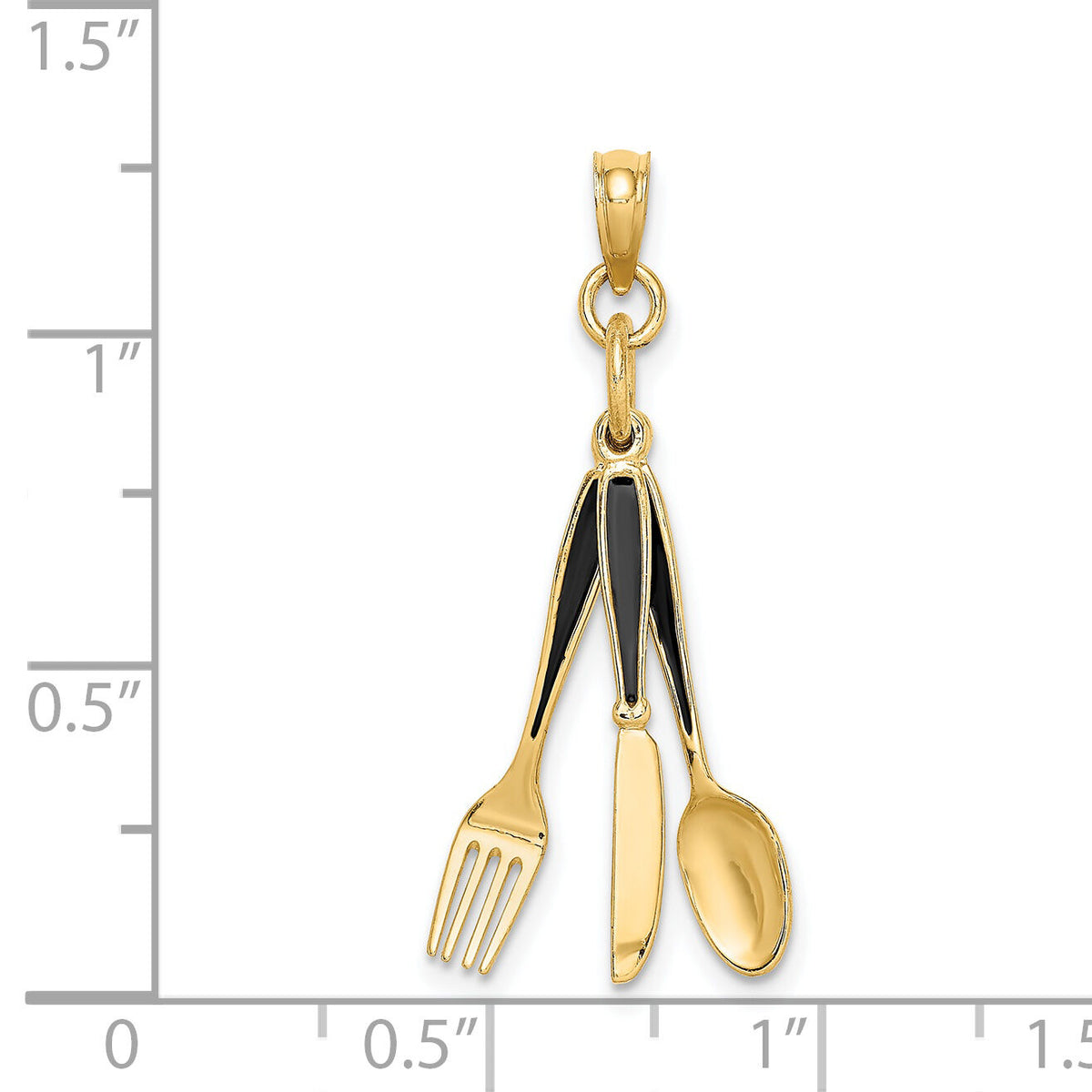 14K 3-D Enamel Knife, Fork, Spoon Moveable Charm-K7020