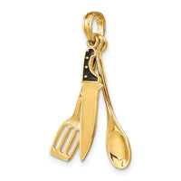 14K 3-D Enamel Butcher Knife, Spoon and Spatula Moveable Charm-K7021