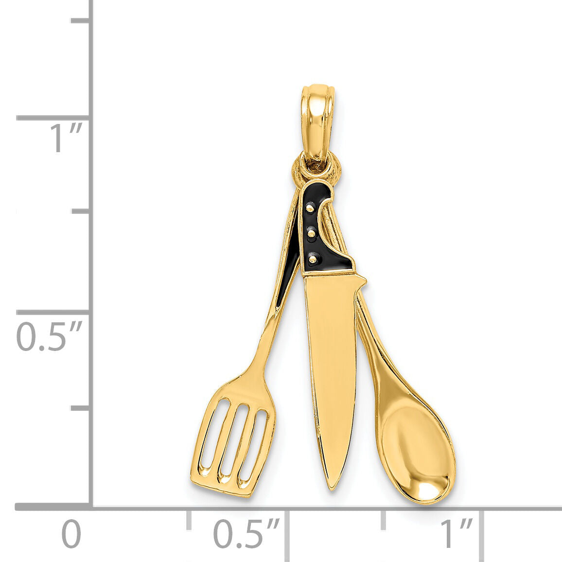 14K 3-D Enamel Butcher Knife, Spoon and Spatula Moveable Charm-K7021