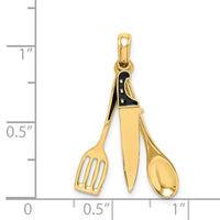 14K 3-D Enamel Butcher Knife, Spoon and Spatula Moveable Charm-K7021