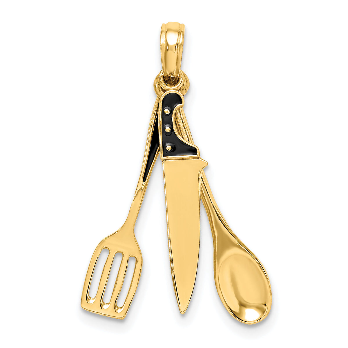 14K 3-D Enamel Butcher Knife, Spoon and Spatula Moveable Charm-K7021