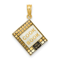 14K W/ Black Enamel 3-D Cook Book Charm-K7024