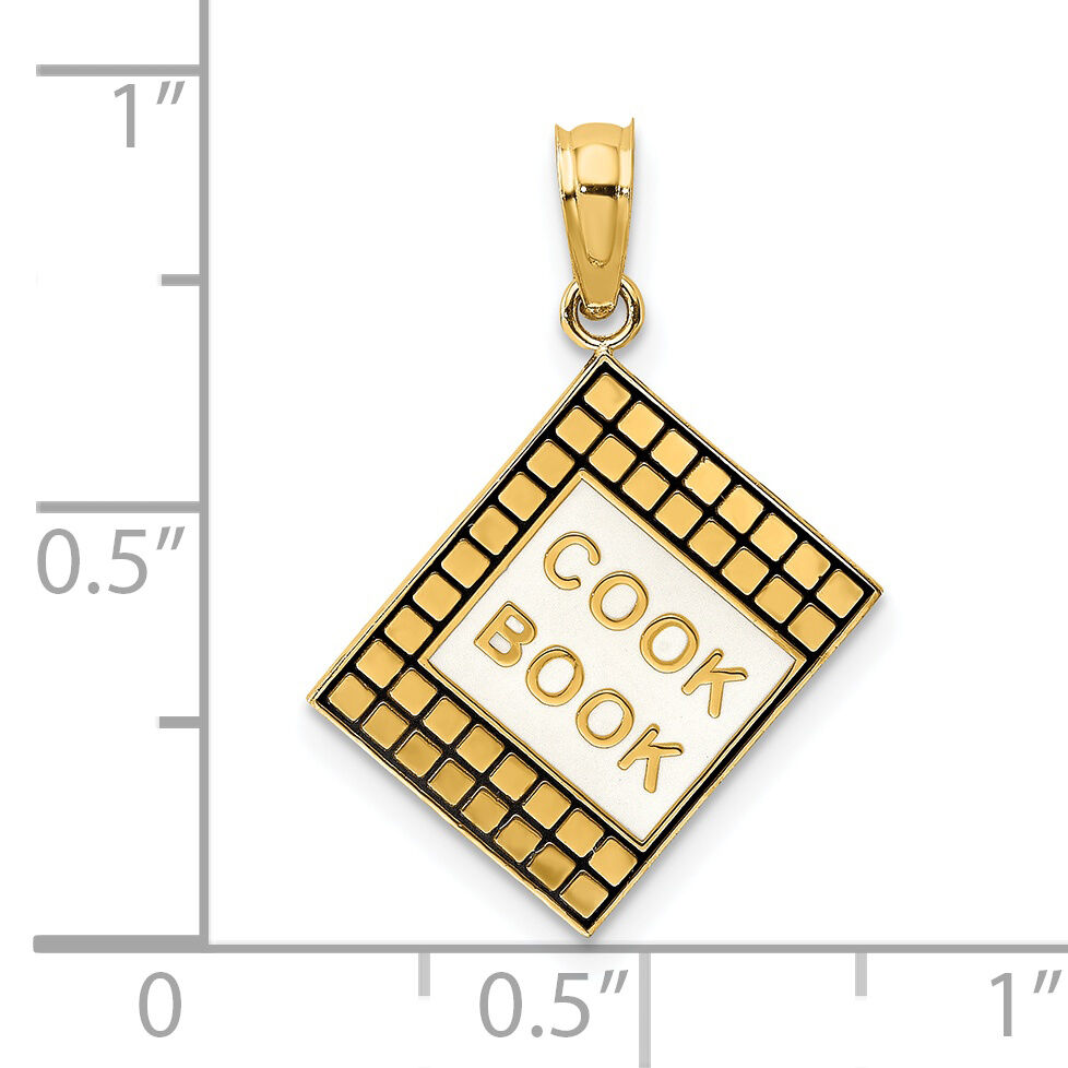 14K W/ Black Enamel 3-D Cook Book Charm-K7024
