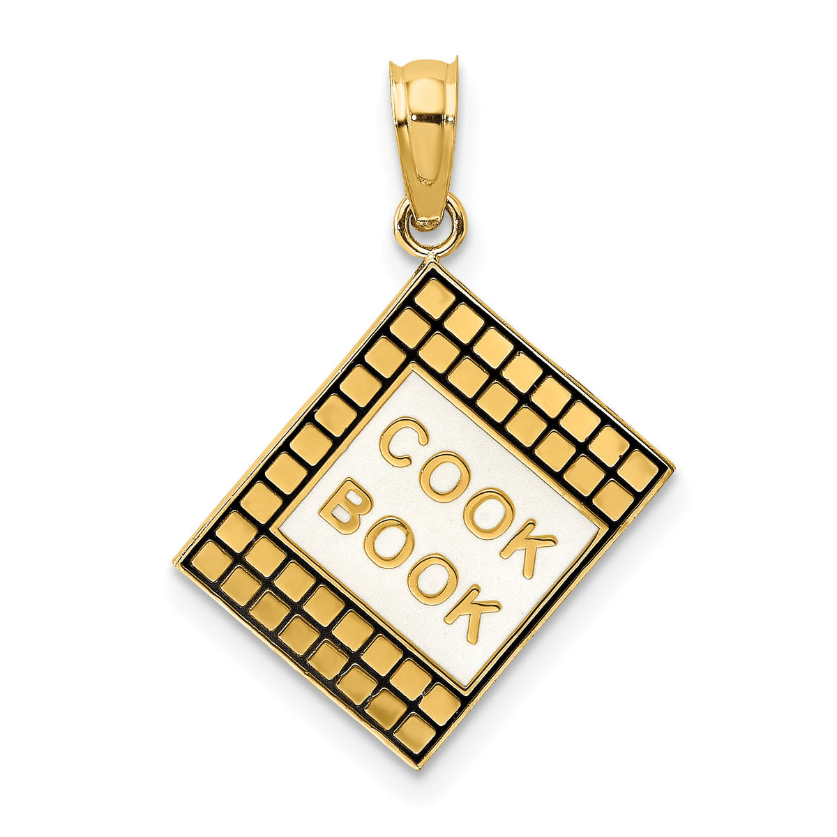 14K W/ Black Enamel 3-D Cook Book Charm-K7024