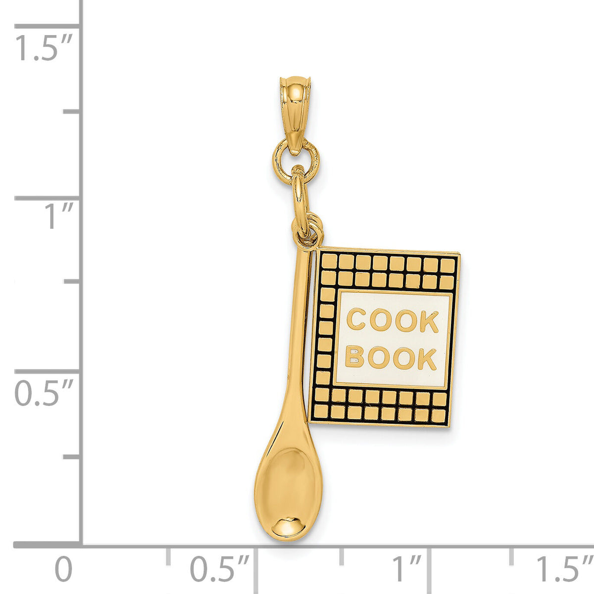 14K 3-D Cook Book W/ Black Enamel and Spoon Charm-K7026