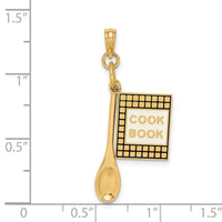 14K 3-D Cook Book W/ Black Enamel and Spoon Charm-K7026