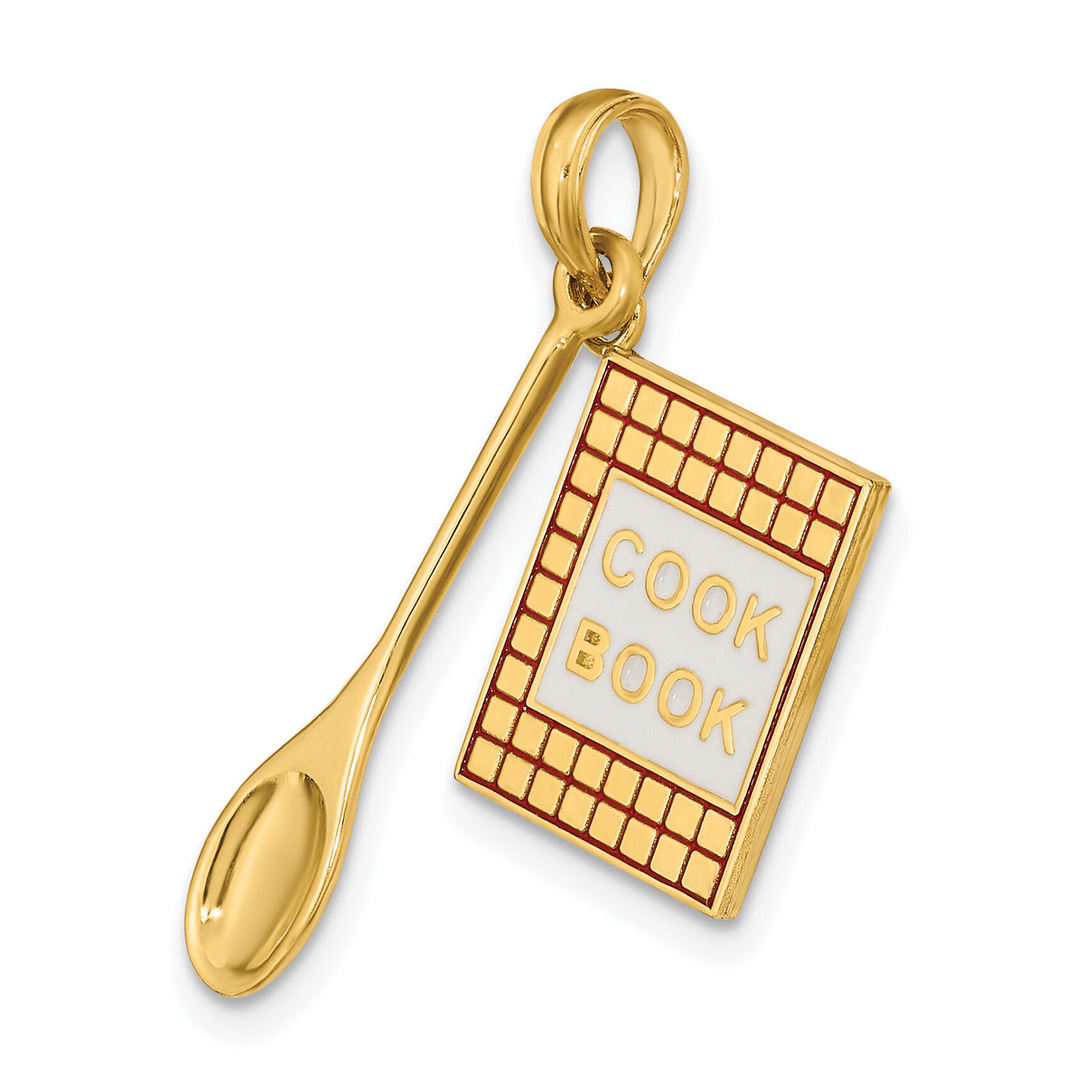 14K W/Enamel 3-D Cook Book and Spoon Charm-K7027