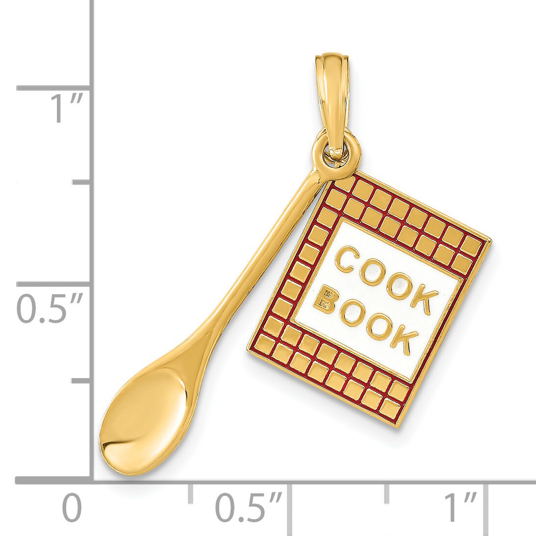 14K W/Enamel 3-D Cook Book and Spoon Charm-K7027