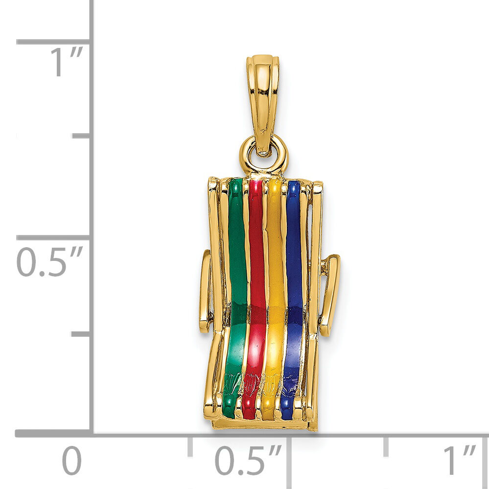14K 3-D Moveable Multi-Color Beach Lounge Chair Charm-K7028