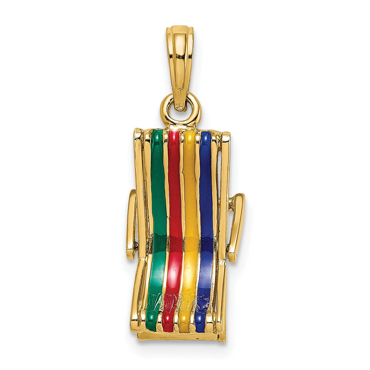 14K 3-D Moveable Multi-Color Beach Lounge Chair Charm-K7028