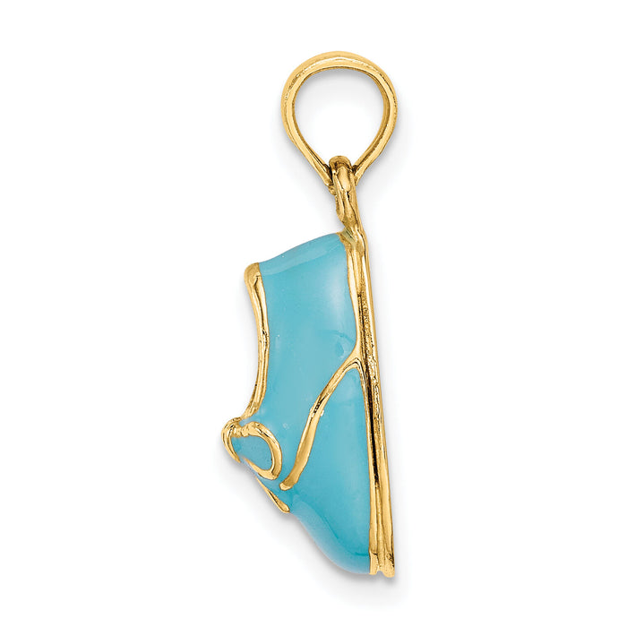 14K 3-D w/ Enamel Baby Shoe w/ Bow Charm-K7030