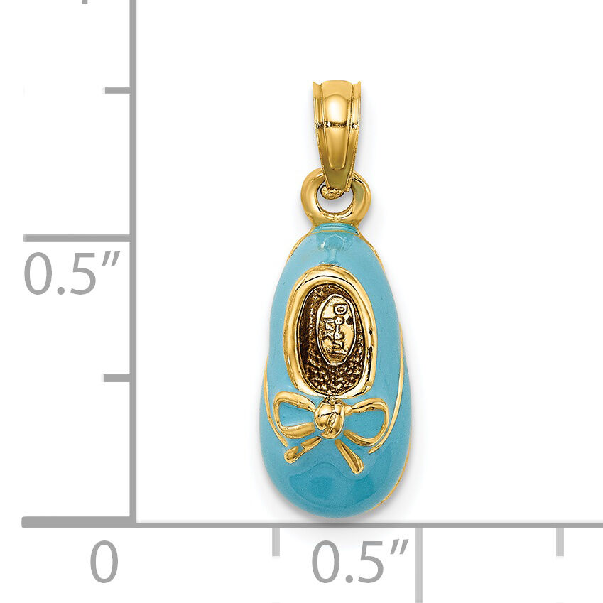 14K 3-D w/ Enamel Baby Shoe w/ Bow Charm-K7030
