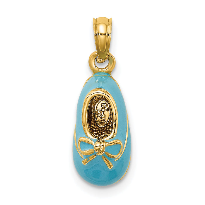 14K 3-D w/ Enamel Baby Shoe w/ Bow Charm-K7030