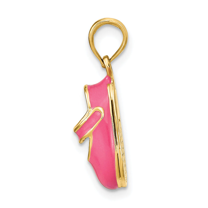 14K w/ Pink Enamel 3-D Baby Shoe Charm-K7031