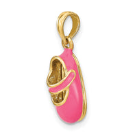 14K w/ Pink Enamel 3-D Baby Shoe Charm-K7031