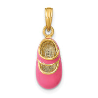 14K w/ Pink Enamel 3-D Baby Shoe Charm-K7031
