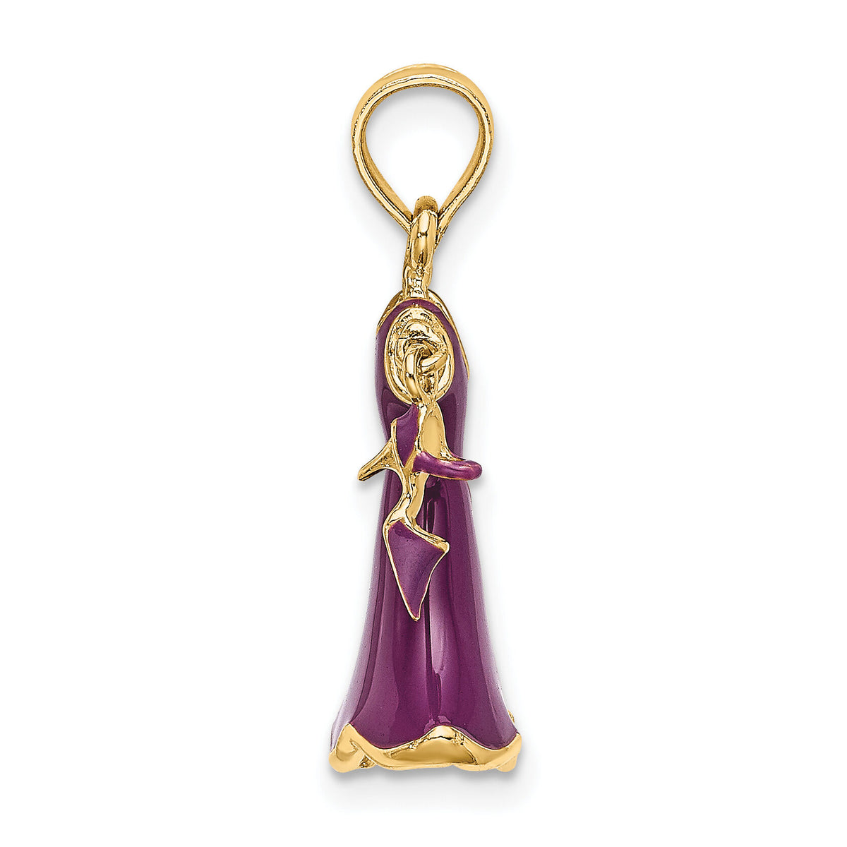 14K 3-D Moveable Enamel Purple Dress w/Shoe Charm-K7033
