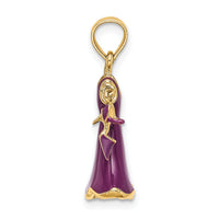 14K 3-D Moveable Enamel Purple Dress w/Shoe Charm-K7033