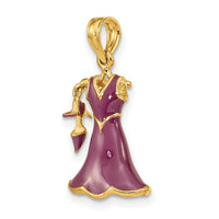 14K 3-D Moveable Enamel Purple Dress w/Shoe Charm-K7033
